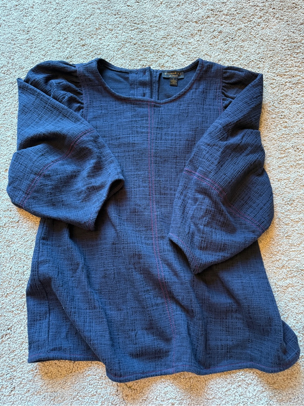 Current Air Navy Textured Woven Top